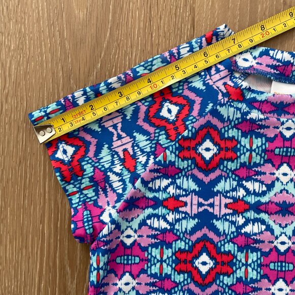 Gymboree Rash Guard Shirt Girls Small 5-6 Swim Aztec Ikat Print Pink Purple Blue - Picture 10 of 14